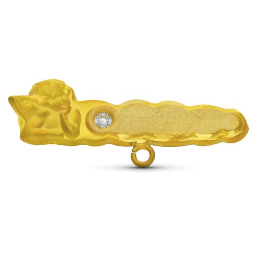 18K Alfiler Oro Amarillo Bebe Angel Circonita 27X9 Mm