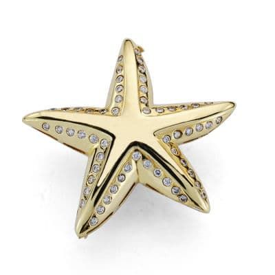 18K Alfiler Oro Amarillo Estrella Circonitas