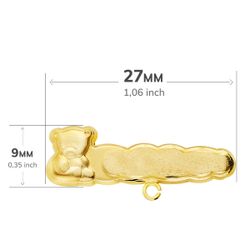 18K Alfiler Oro Amarillo Oso Tallado 27X9 Mm