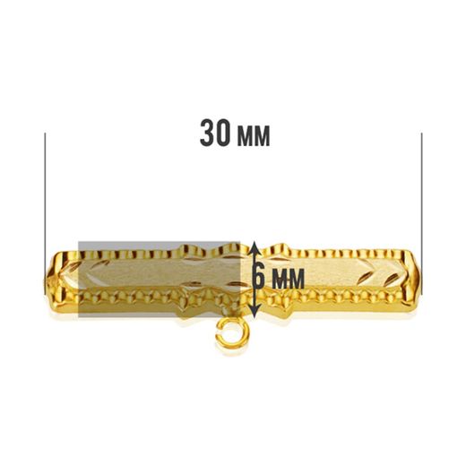 18K Alfiler Oro Amarillo Tallado 30X6 Mm