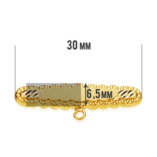 18K Alfiler Oro Amarillo Tallado 30X6.5 Mm