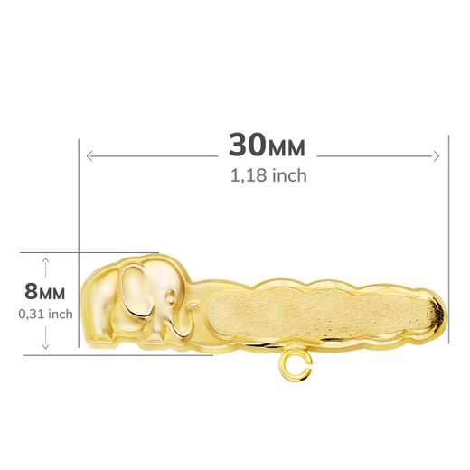 18K Alfiler Oro Amarillo Tallado Elefante. 30X8 Mm