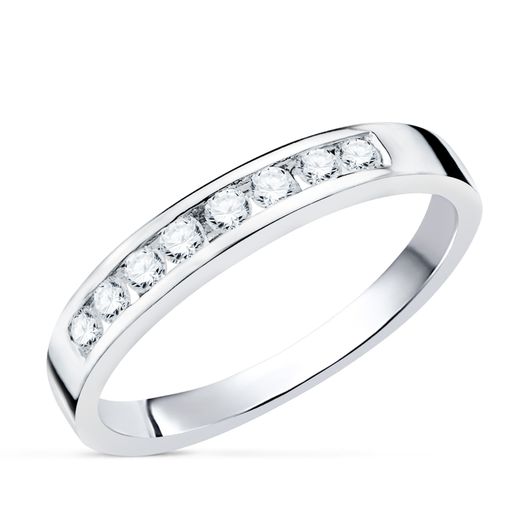 18K Alianza 8 Diamantes Oro Blanco 0,240 Qts. Pureza Vs2 Color G Talla Brillante