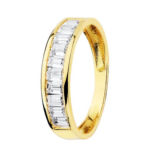 18K Alianza Oro Amarillo Circonita Barritas. Ancho: 4,5 Mm