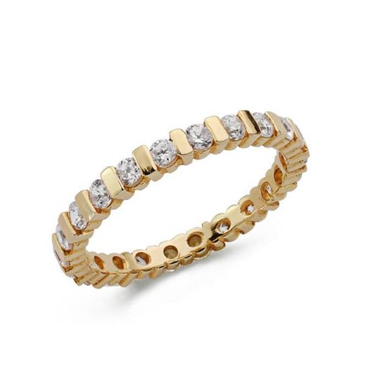18K Alianza Oro Amarillo Con Circonita Redondas. Ancho: 2 Mm