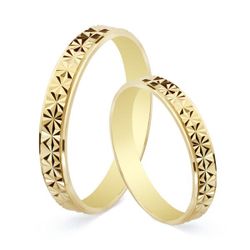 18K Alianza Oro Amarillo Diamantada. Ancho: 3 Mm