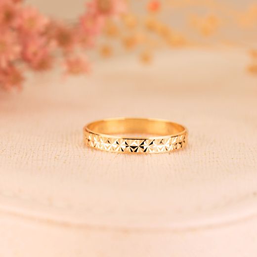 18K Alianza Oro Amarillo Diamantada. Ancho: 3 Mm