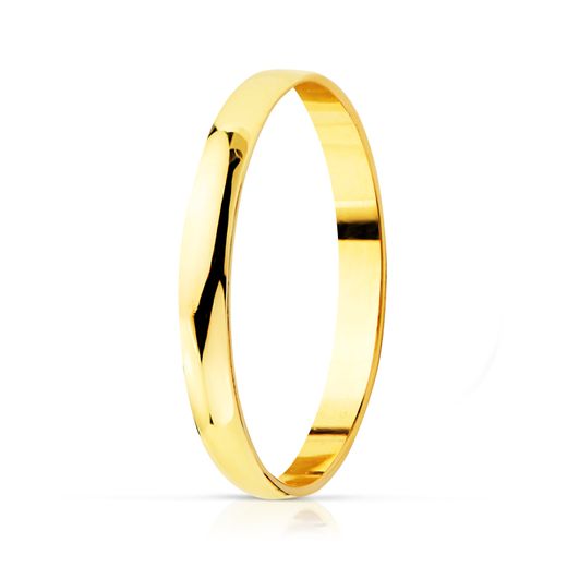 18K Alianza Oro Amarillo Lisa Brillo. Ancho: 2 Mm