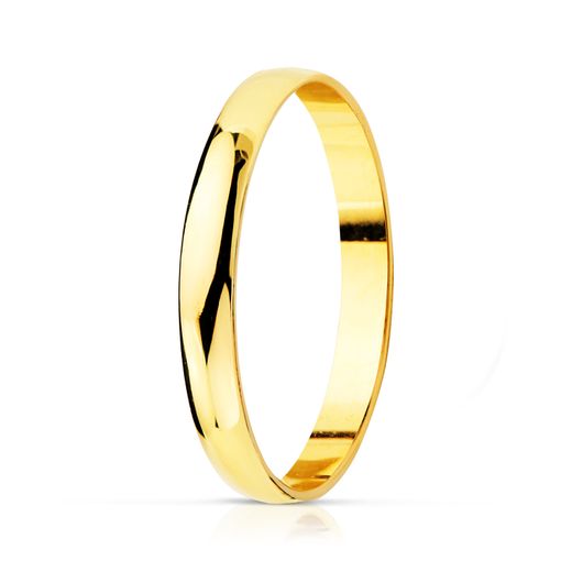18K Alianza Oro Amarillo Lisa Brillo. Ancho: 2,5 Mm