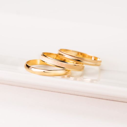 18K Alianza Oro Amarillo Lisa Brillo. Ancho: 3 Mm