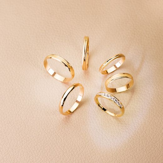 18K Alianza Oro Amarillo Mate Y Brillo 3,5 Mm