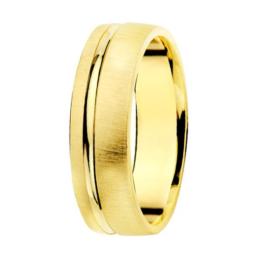 18K Alianza Oro Amarillo Mate Y Brillo 5,5 Mm
