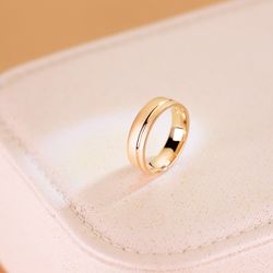 18K Alianza Oro Amarillo Mate Y Brillo 5,5 Mm