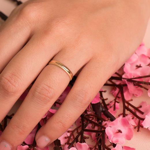 18K Alianza Oro Amarillo Mate Y Brillo. Ancho: 3 Mm