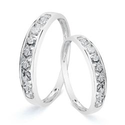 18K Alianza Oro Blanco Carril Circonitas. Ancho: 3.5Mm.