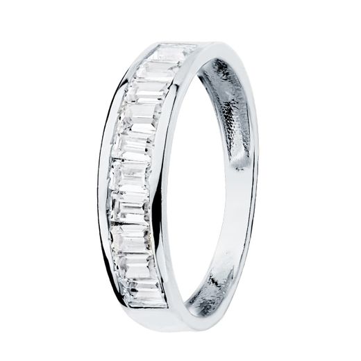 18K Alianza Oro Blanco Circonita Barritas. Ancho: 4.5 Mm.