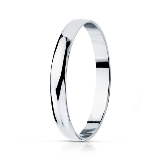 18K Alianza Oro Blanco Lisa Brillo. Ancho: 2,5 Mm