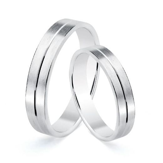 18K Alianza Oro Blanco Matizada Y Filo Central Brillo 5Mm