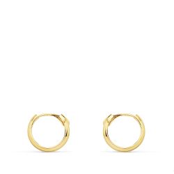 18K Aros Huecos Oro Amarillo Media Caña Ligeros. 10X2 Mm