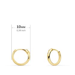 18K Aros Huecos Oro Amarillo Media Caña Ligeros. 10X2 Mm