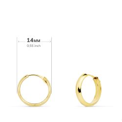 18K Aros Huecos Oro Amarillo Media Caña Ligeros.14X3 Mm