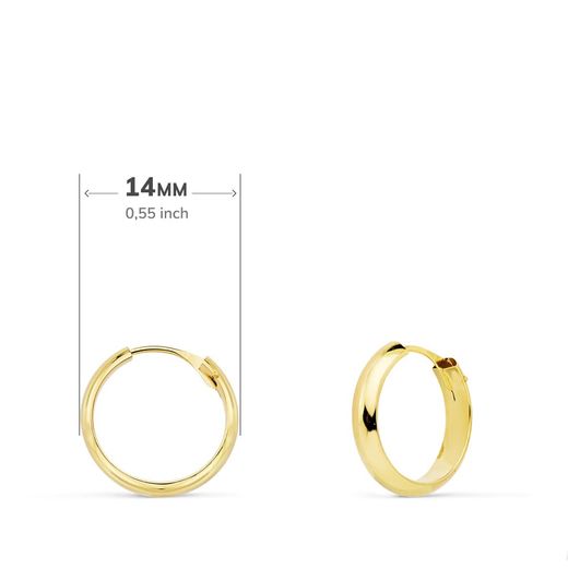 18K Aros Huecos Oro Amarillo Media Caña Ligeros.14X3 Mm