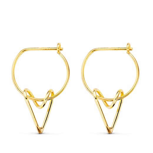 18K Aros Oro Amarillo 13 Mm Motivo Corazon 10X7 Mm
