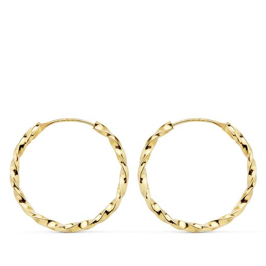 18K Aros Oro Amarillo Galloneados Huecos 20X1.50 Mm