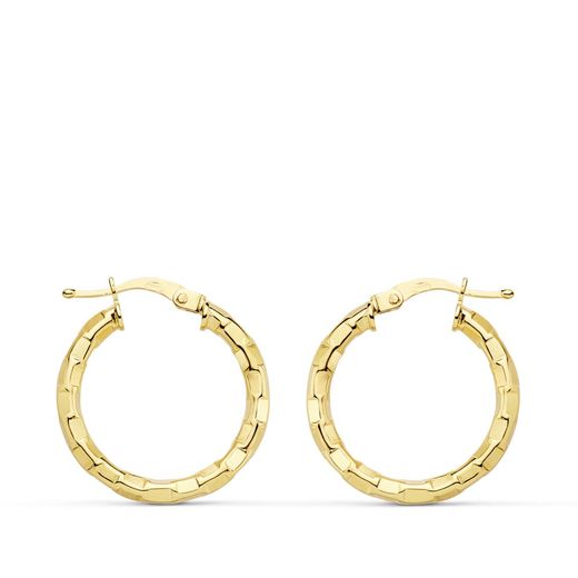 18K Aros Oro Amarillo Huecos Cuadrados 20X2 Mm