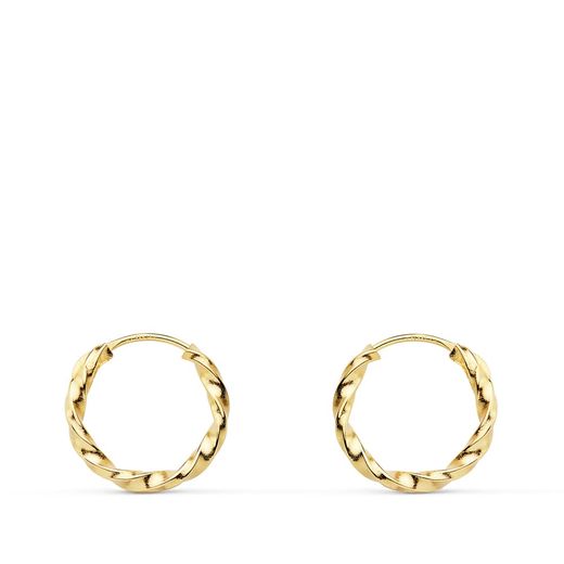 18K Aros Oro Amarillo Huecos Galloneados. 12X1.50 Mm