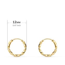 18K Aros Oro Amarillo Huecos Galloneados. 12X1.50 Mm
