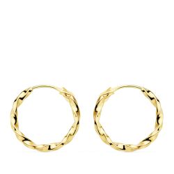 18K Aros Oro Amarillo Huecos Galloneados. 14X1.5 Mm