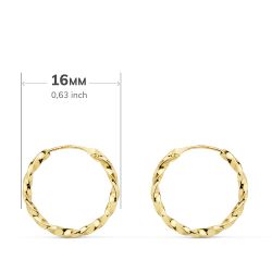 18K Aros Oro Amarillo Huecos Galloneados. 16X1.50 Mm