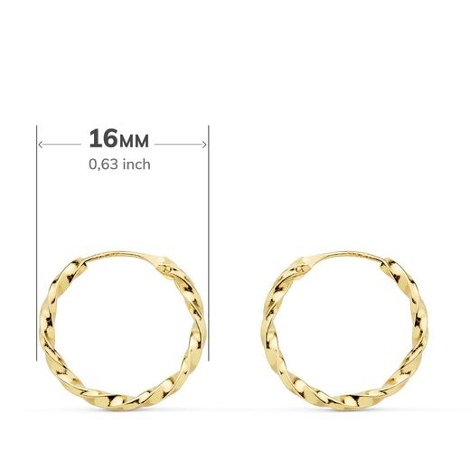 18K Aros Oro Amarillo Huecos Galloneados. 16X1.50 Mm