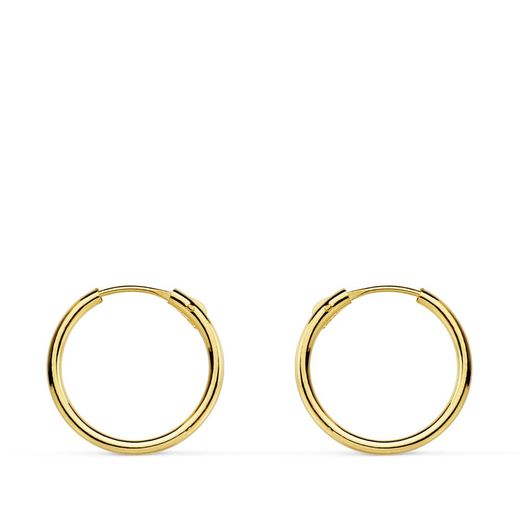 18K Aros Oro Amarillo Huecos Redondos 13X1.20 Mm