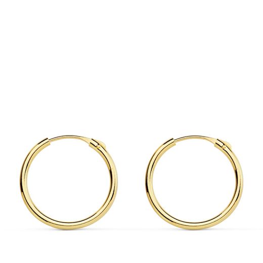 18K Aros Oro Amarillo Huecos Redondos 15X1.20 Mm