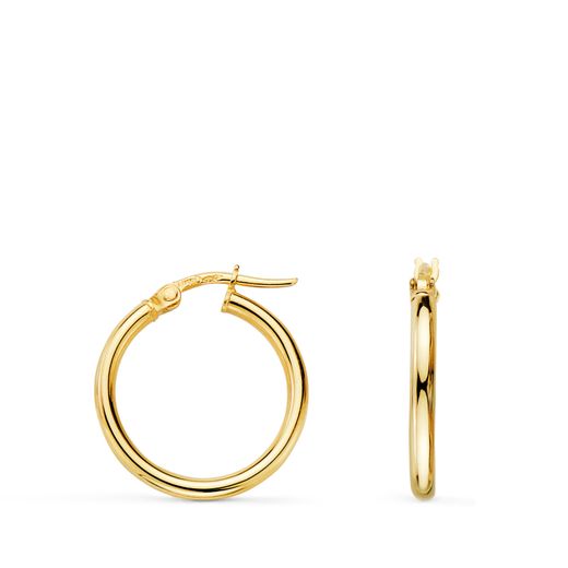 18K Aros Oro Amarillo Huecos Redondos Tubo Redondo 19 Mm. Grosor 2 Mm