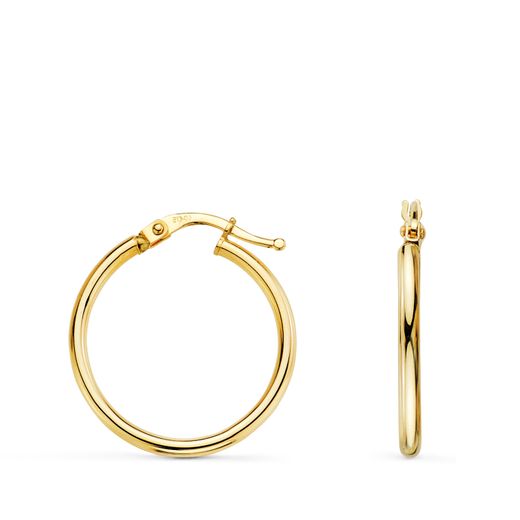 18K Aros Oro Amarillo Huecos Redondos Tubo Redondo 24 Mm. Grosor 2 Mm