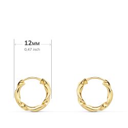 18K Aros Oro Amarillo Huecos Retorcidos. 12X2 Mm