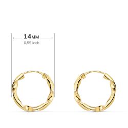 18K Aros Oro Amarillo Huecos Retorcidos. 14X2 Mm