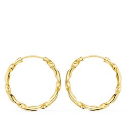 18K Aros Oro Amarillo Huecos Retorcidos. 20X2 Mm