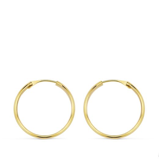 18K Aros Oro Amarillo Media Caña Ligeros 18X3 Mm