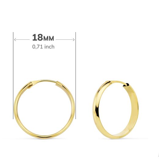 18K Aros Oro Amarillo Media Caña Ligeros 18X3 Mm