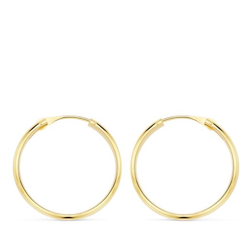 18K Aros Oro Amarillo Media Caña Ligeros 20X3 Mm