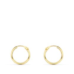 18K Aros Oro Amarillo Media Caña Lisos Ligeros. 12X2 Mm
