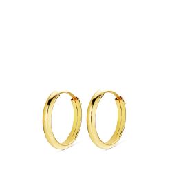 18K Aros Oro Amarillo Media Caña Lisos Ligeros 14X2 Mm