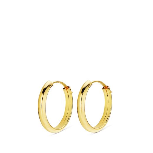 18K Aros Oro Amarillo Media Caña Lisos Ligeros 14X2 Mm