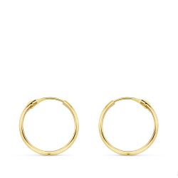 18K Aros Oro Amarillo Media Caña Lisos Ligeros. 16X2 Mm
