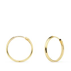 18K Aros Oro Amarillo Media Caña Lisos Ligeros 18X2 Mm