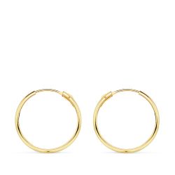 18K Aros Oro Amarillo Media Caña Lisos Ligeros 18X2 Mm